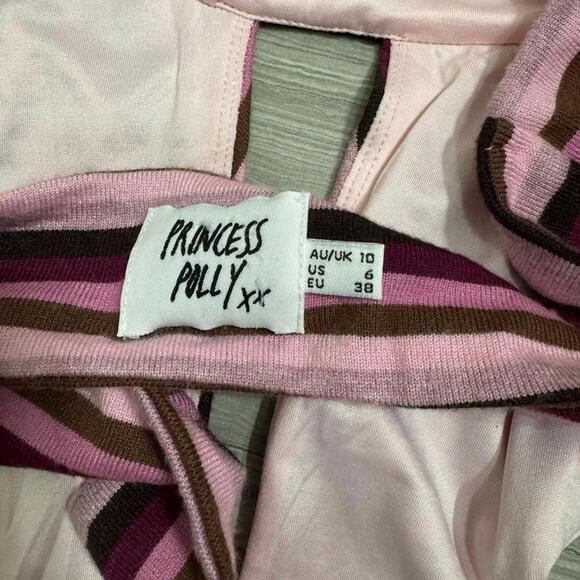 Princess Polly Purple Striped “Heartwood” Criss Cross Halter Crop Top- Size 6 - Picture 5 of 7